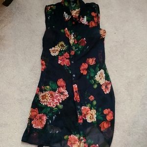 Belted floral summer dress